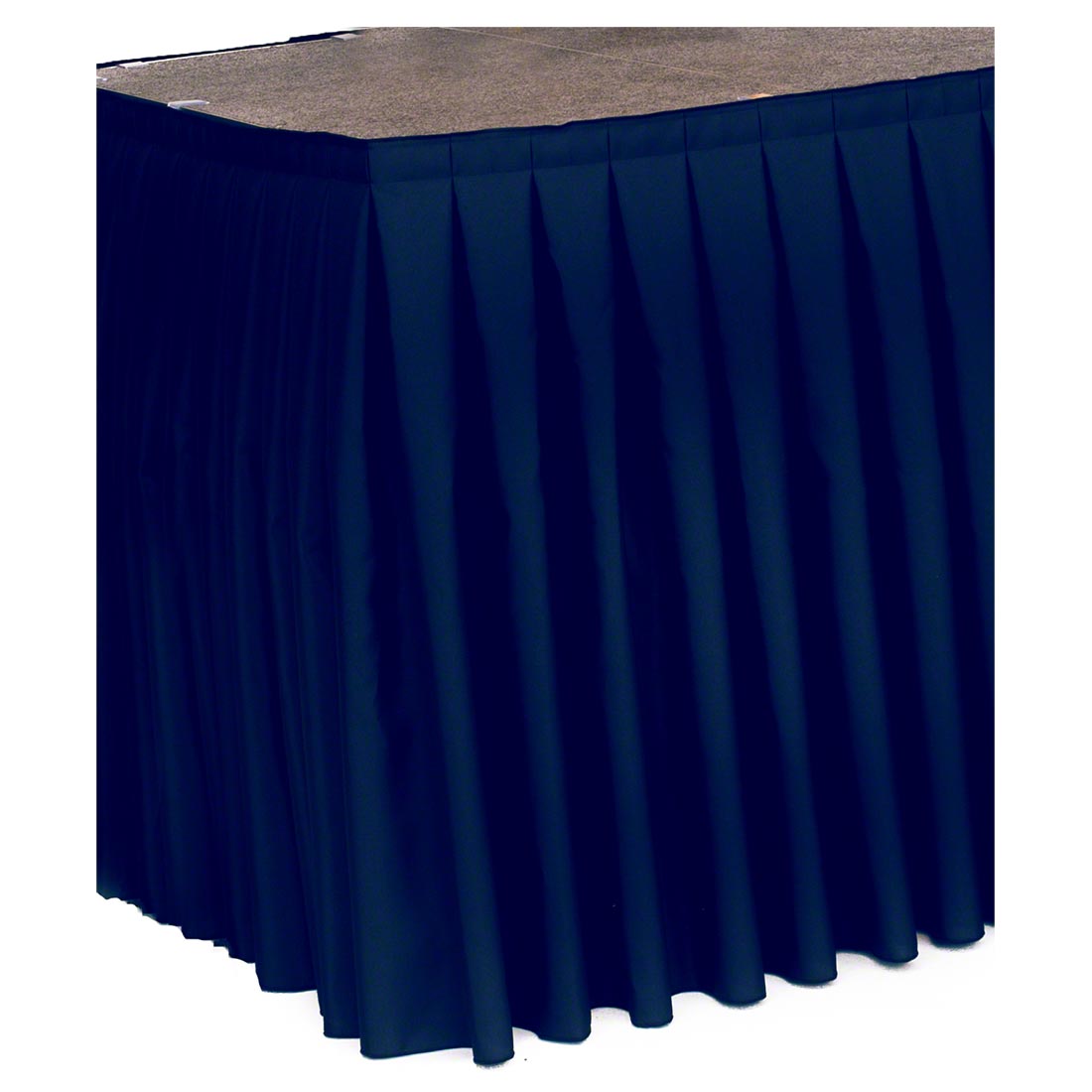 Ameristage Box-Pleat Stage Skirt, 8'x32" Navy (Overstock)