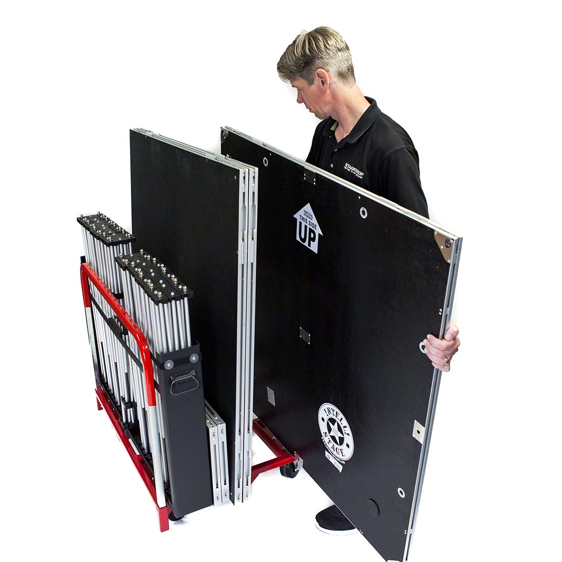 Loading a StageKart with IntelliStage portable stage platforms