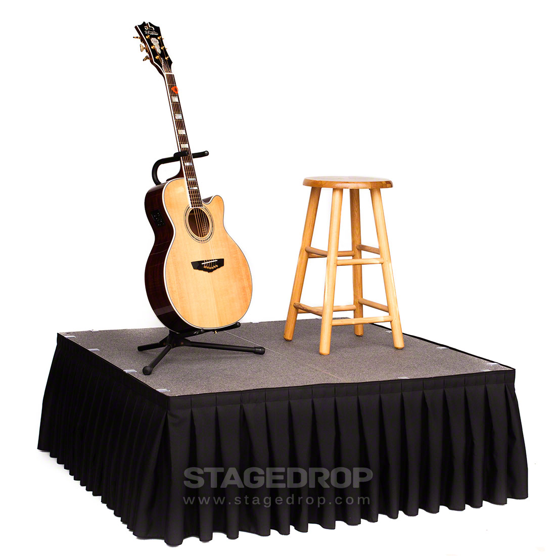 Ameristage 12' Box-Pleat IFR Stage Skirt for 16" Height Stage (12'x16") - AMSK12X16Black