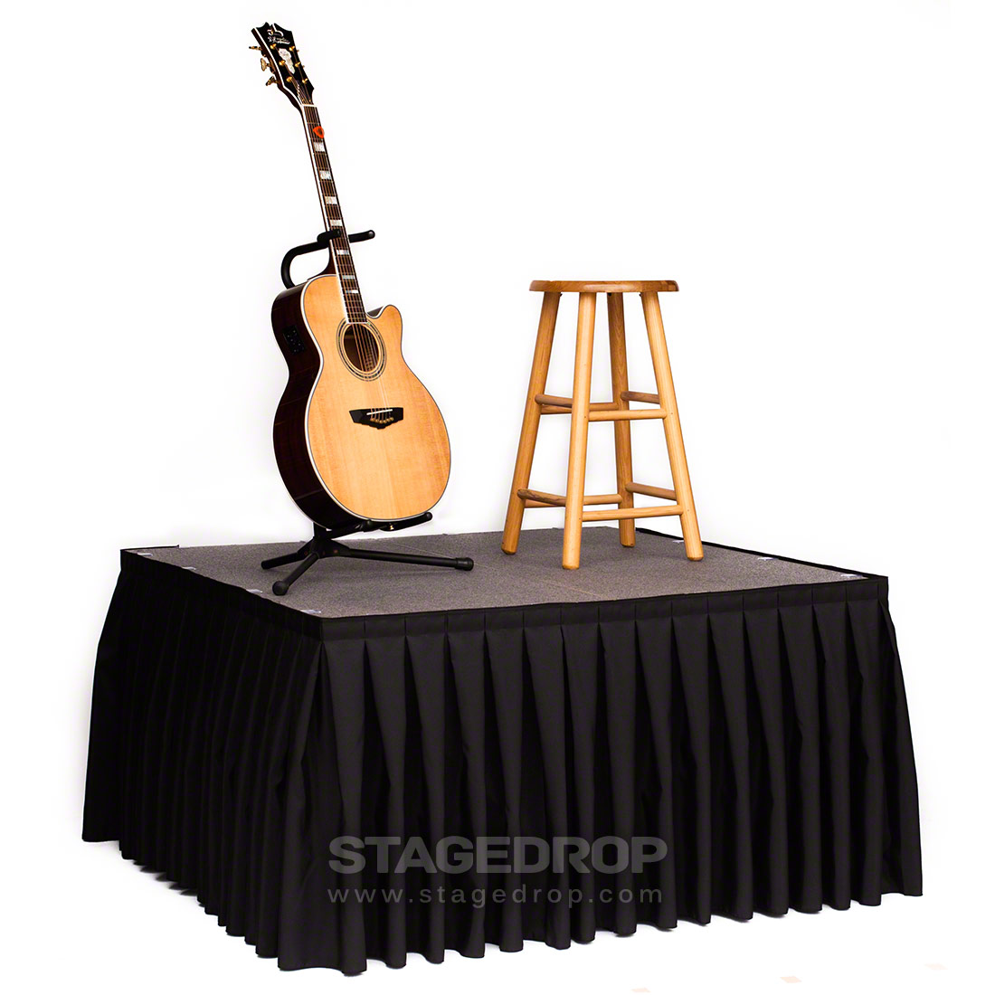 Ameristage 12' Box-Pleat IFR Stage Skirt for 24" Height Stage (12'x24") - AMSK12X24Black