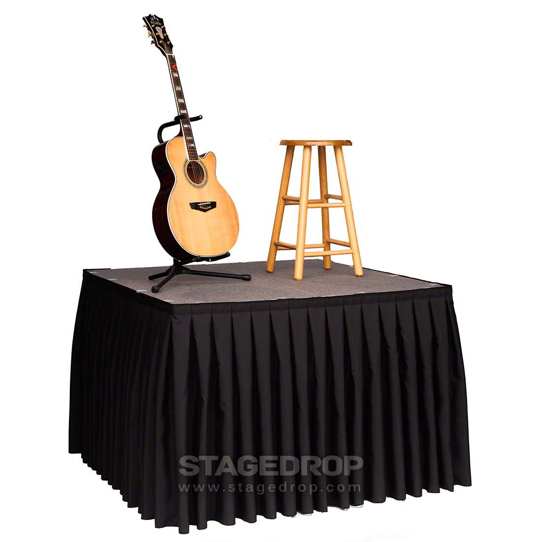 Ameristage 8' Box-Pleat IFR Stage Skirt for 32" Height Stage (8'x32") - AMSK8X32Black