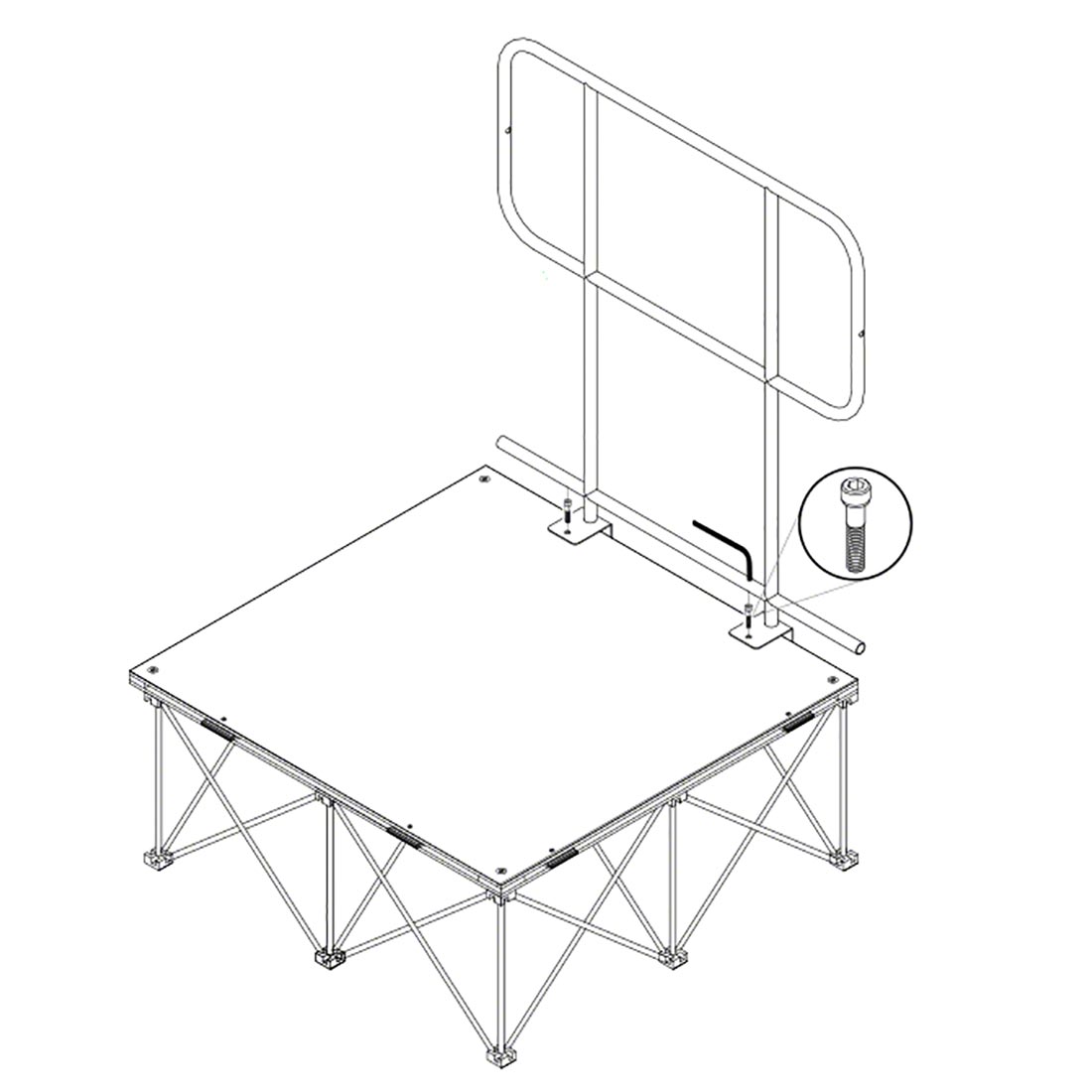 IntelliStage 4' Guard Rail with Chair Stop (2-pack) - IS4X4GRPD