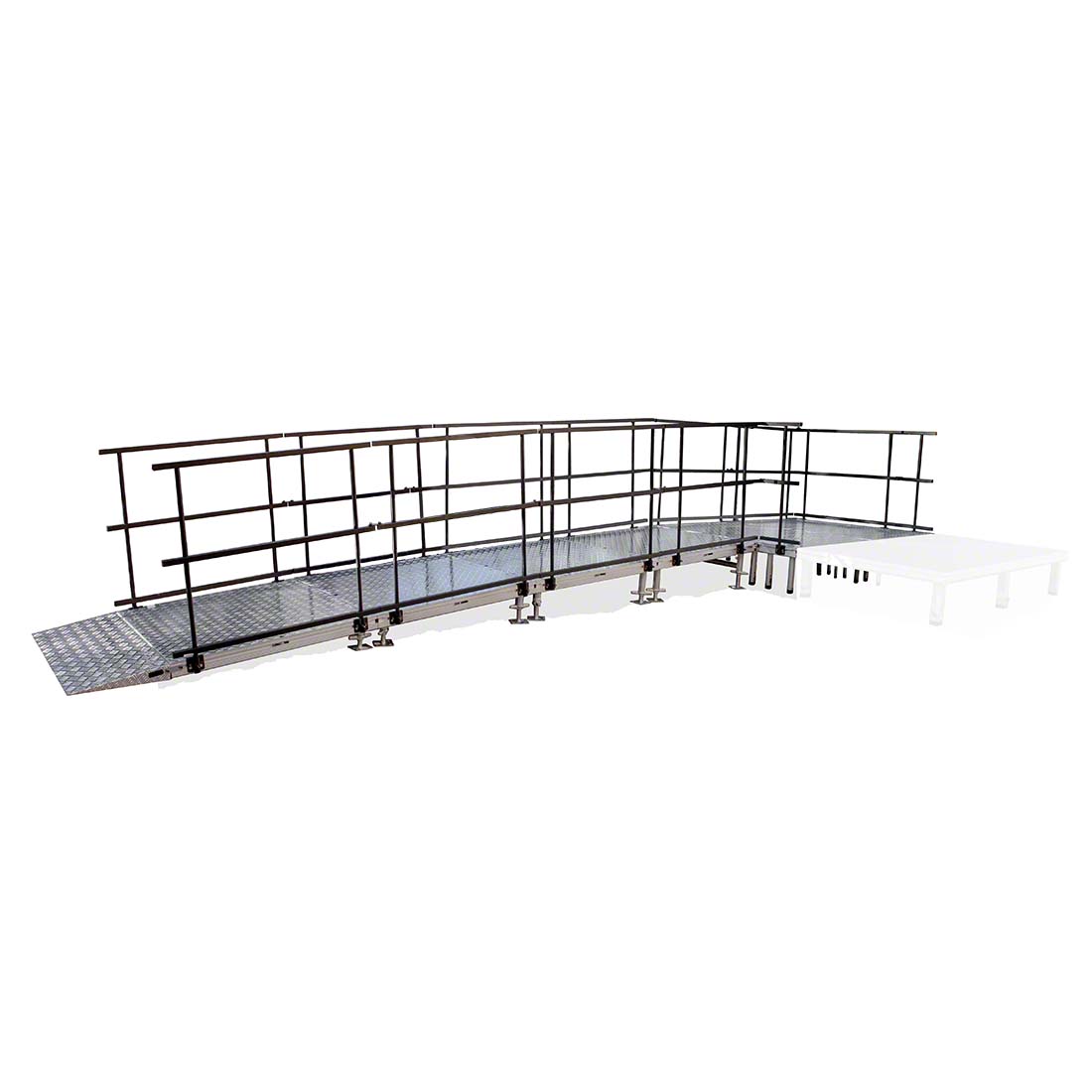 Universal Straight ADA Wheelchair Ramp with Landing for 16" High Stages