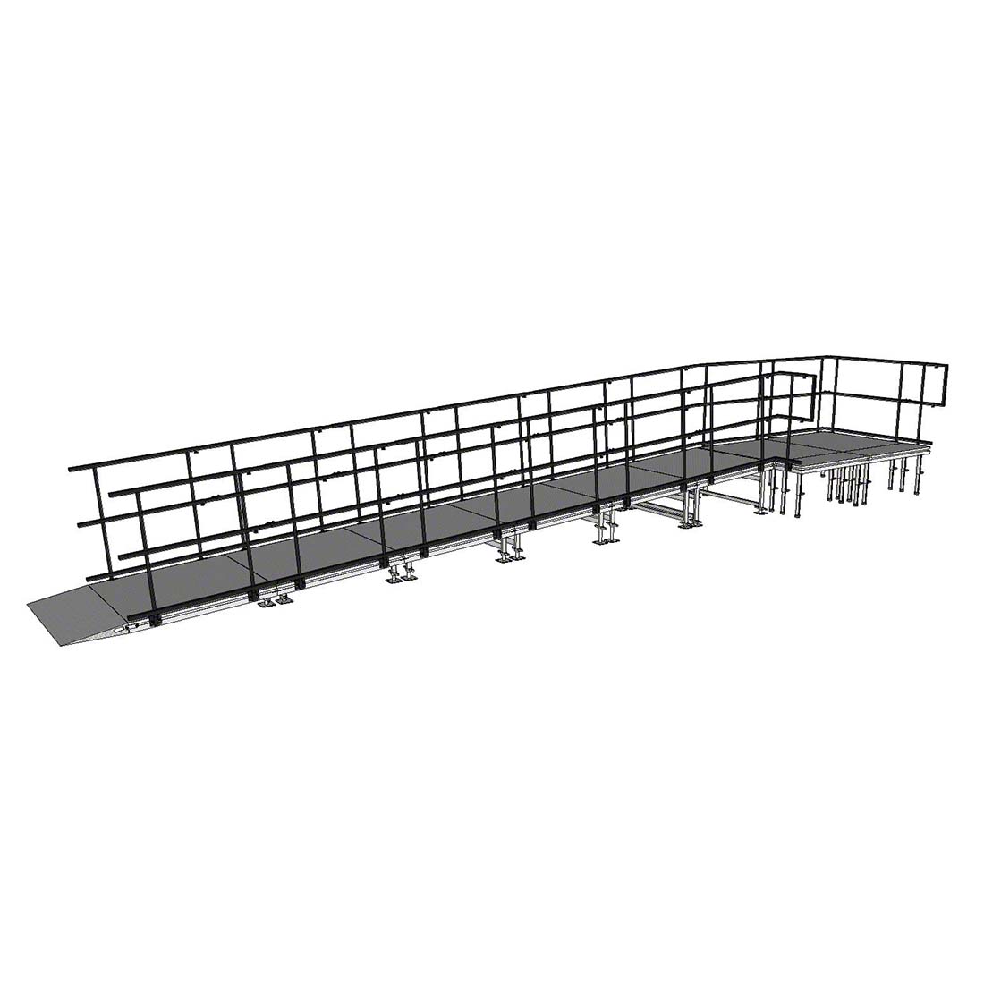 Universal Straight ADA Wheelchair Ramp with Landing for 24" High Stages