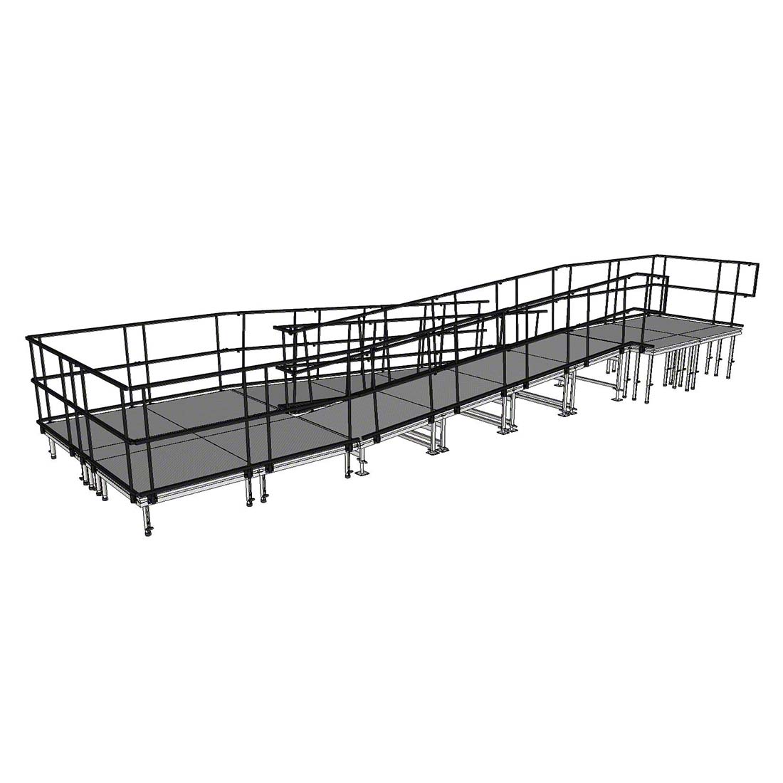 Universal Switchback ADA Wheelchair Ramp with Landing for 32" High Stages