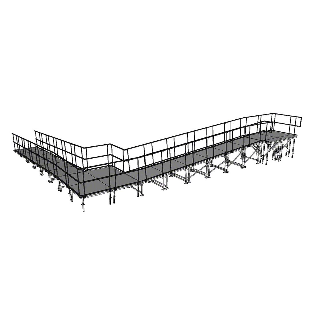 Universal 90-Degree Turn ADA Wheelchair Ramp with Landing for 48