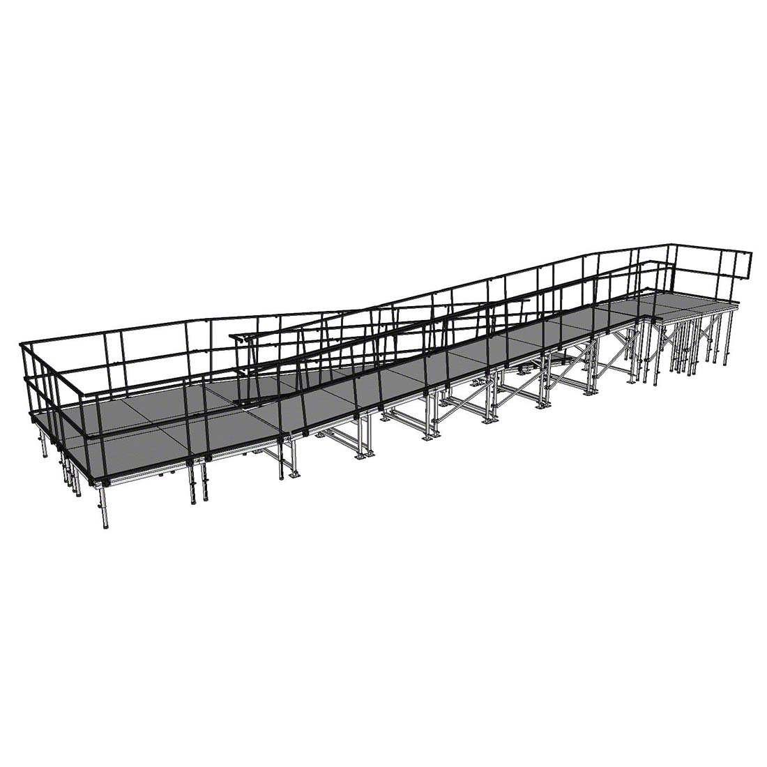 Universal Switchback ADA Wheelchair Ramp with Landing for 48" High Stages