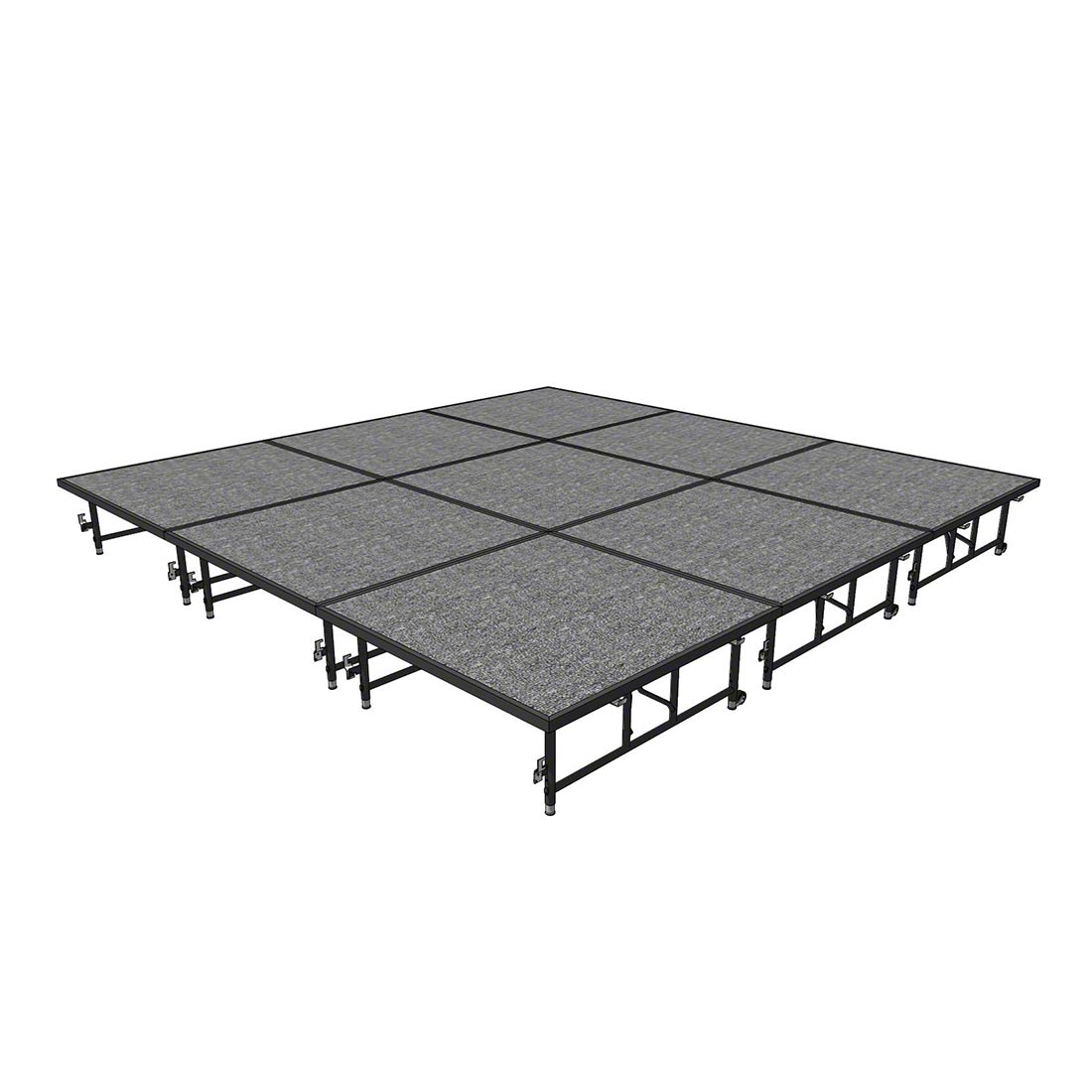 Midwest Folding TransFold 12'x12' Dual-Height Portable Stage Kit, 16"-24" High (4'x4' Units)