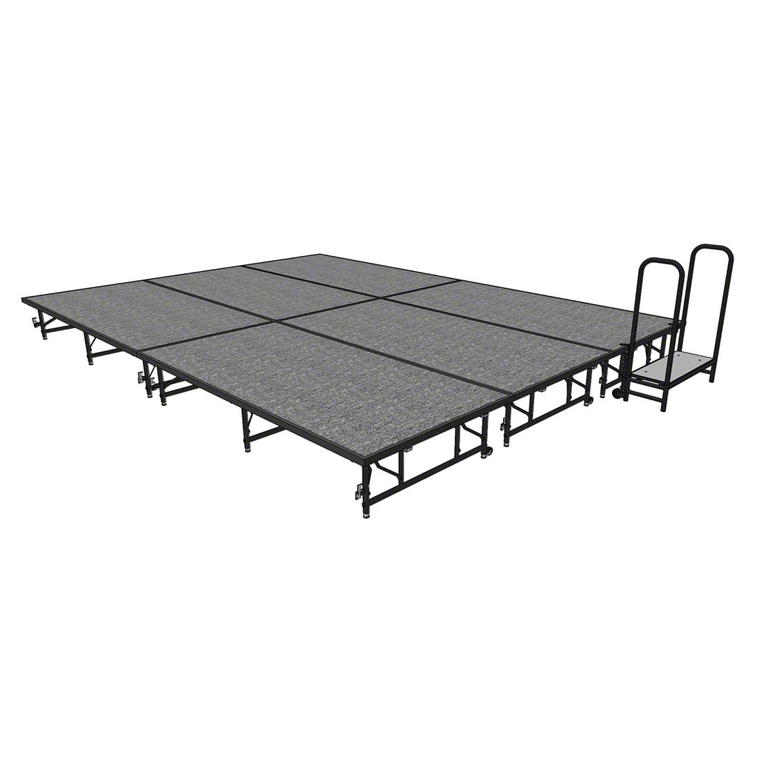 Midwest Folding TransFold 12'x16' Dual-Height Stage with Step, 16"-24H (4'x8' Units)