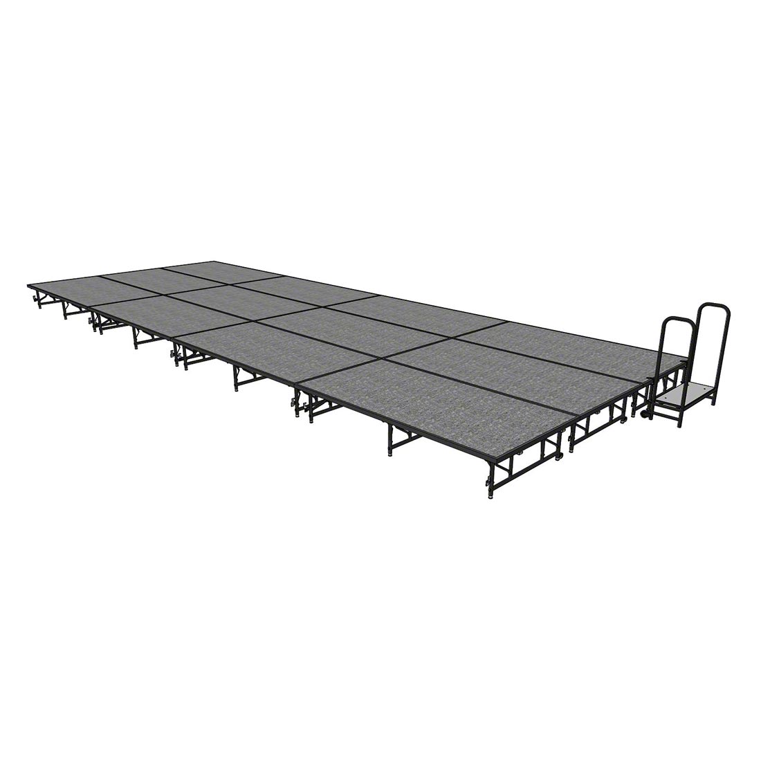 Midwest Folding TransFold 12'x32' Dual-Height Stage with Step, 16"-24H (4'x8' Units)