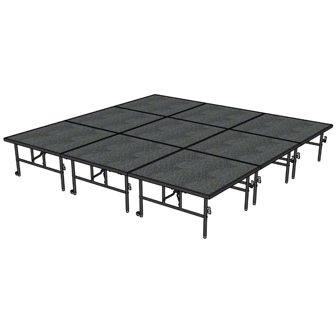 Midwest Folding TransFold 12'x12' Dual-Height Portable Stage Kit, 24"-32" High (4'x4' Units)