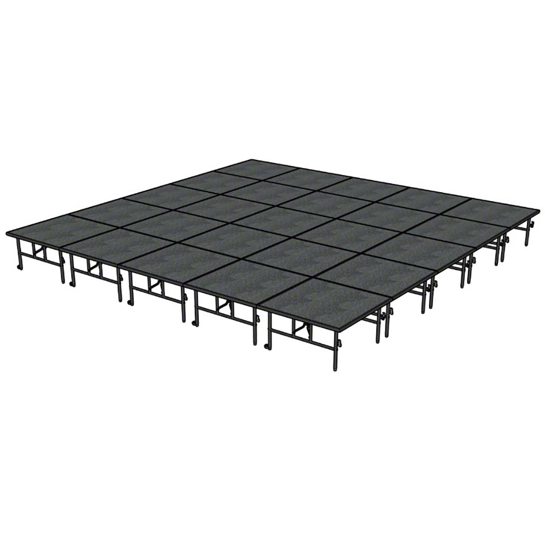 Midwest Folding TransFold 20'x20' Dual-Height Portable Stage Kit, 24"-32" High (4'x4' Units)