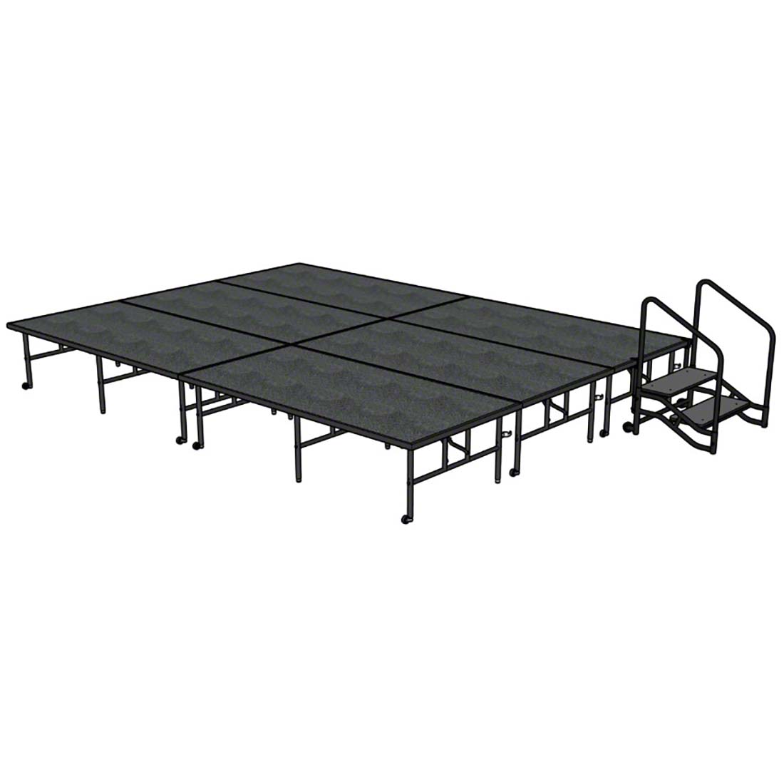 Midwest Folding TransFold 12'x16' Dual-Height Stage with Step, 24"-32H (4'x8' Units) 