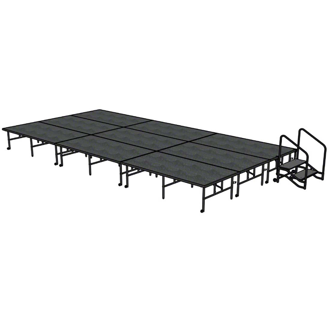 Midwest Folding TransFold 12'x24' Dual-Height Stage with Step, 24"-32H (4'x8' Units) 