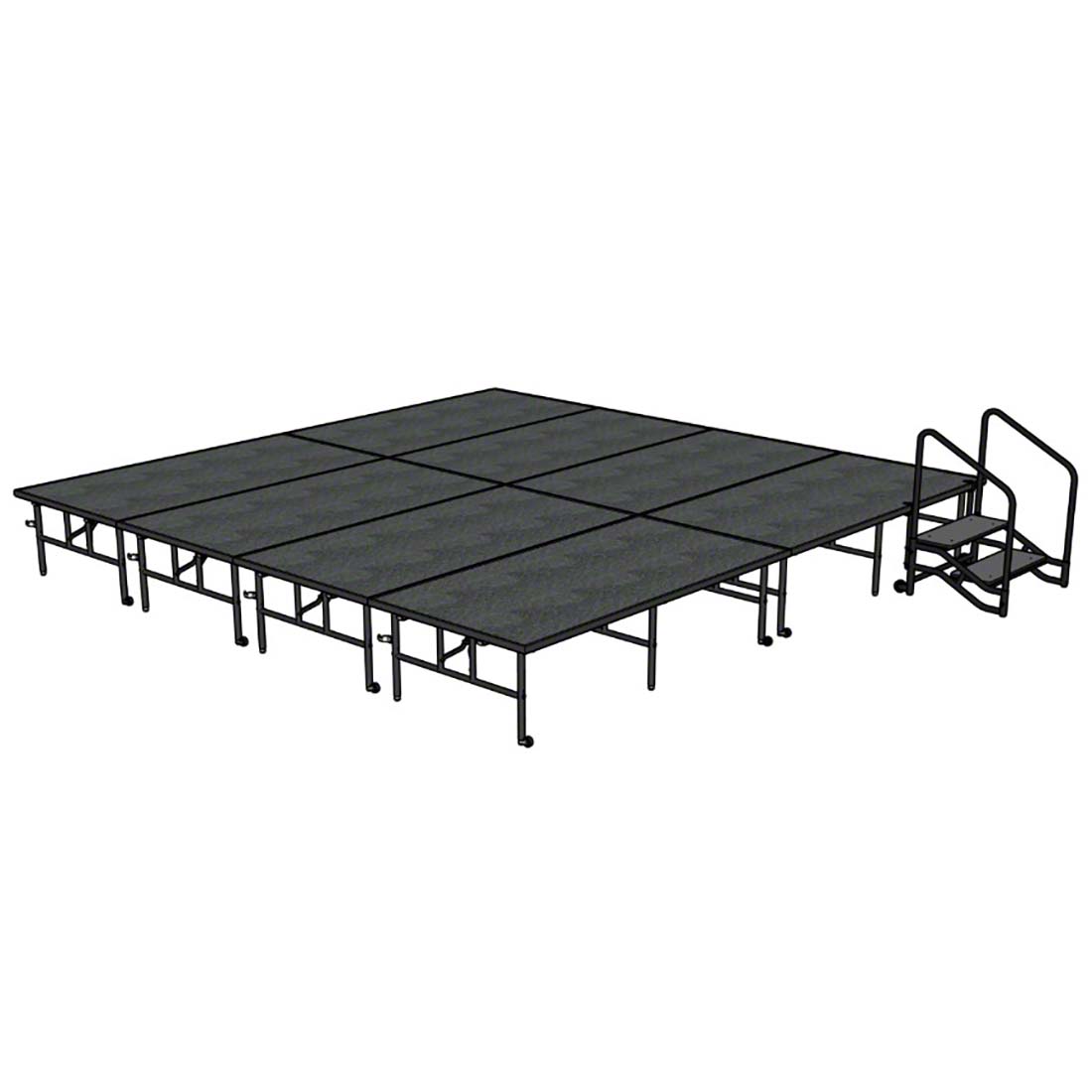 Midwest Folding TransFold 16'x16' Dual-Height Stage with Step, 24"-32H (4'x8' Units) 