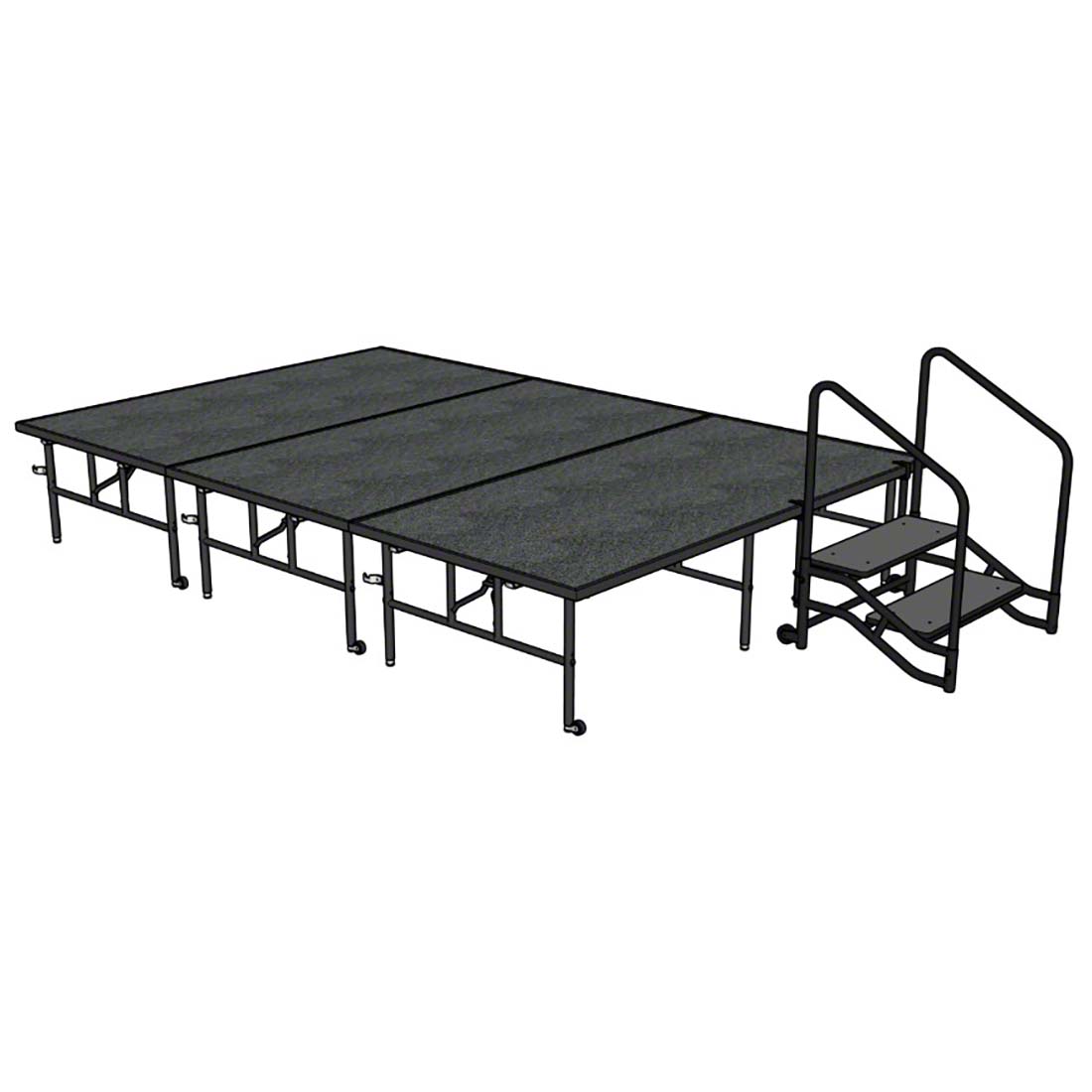 Midwest Folding TransFold 8'x12' Dual-Height Stage with Step, 24"-32H (4'x8' Units)