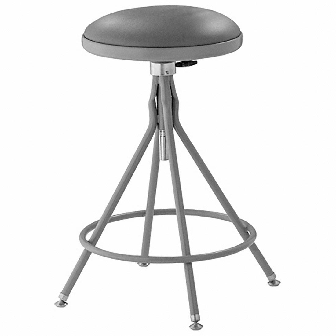 National Public Seating 6524H Height Adjustable Vinyl Padded Swivel Steel Stool, Grey