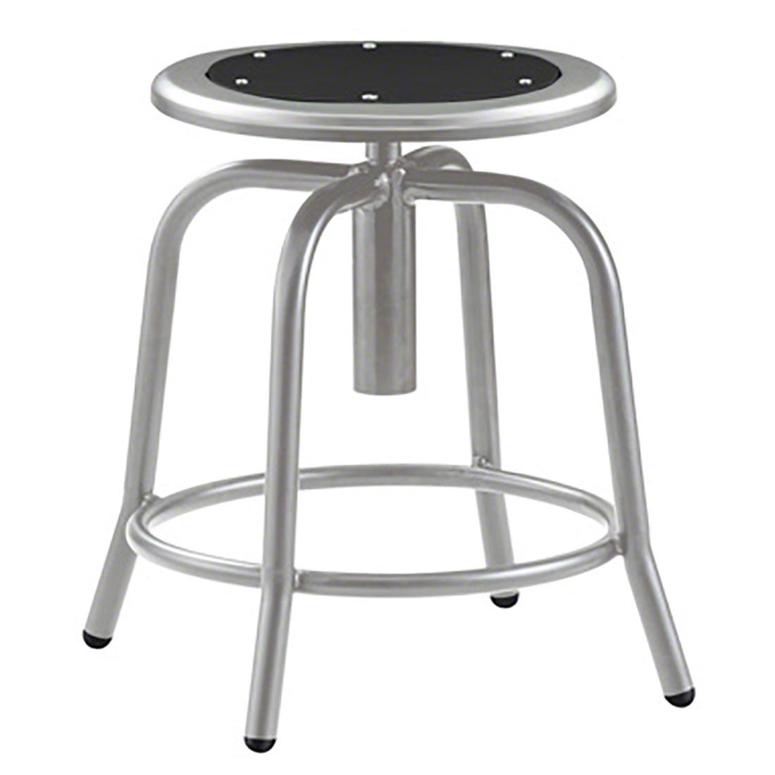 National Public Seating 18"-24" Height Adjustable Swivel Stool, Black Seat/Grey Frame