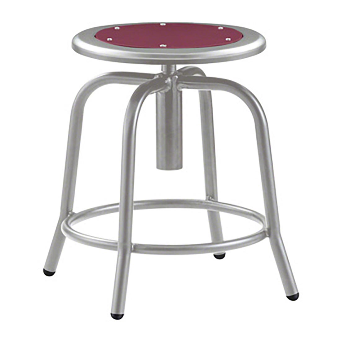 National Public Seating 18"-24" Height Adjustable Swivel Stool, Burgundy Seat/Grey Frame