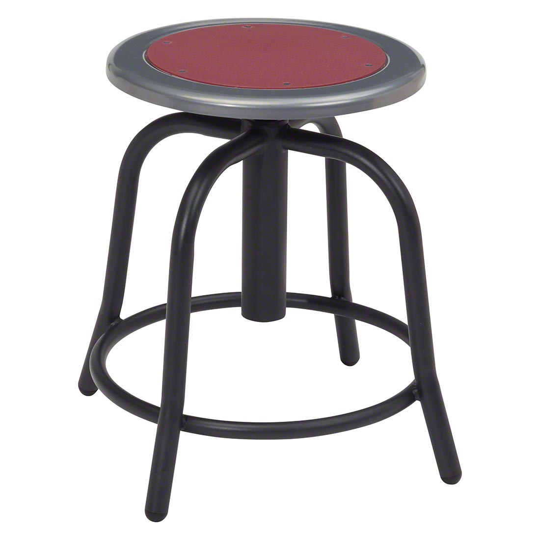 National Public Seating 18"-24" Height Adjustable Swivel Stool, Burgundy Seat/Black Frame