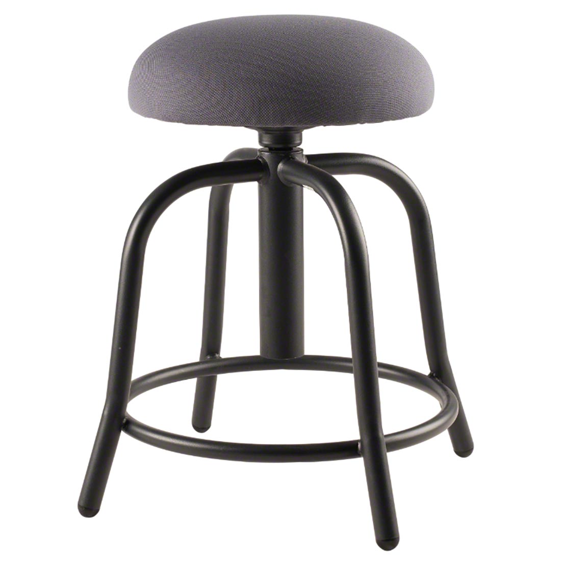 National Public Seating 18"-25" Height Adjustable Designer Swivel Stool, 3" Fabric Padded Charcoal Seat/Black Frame