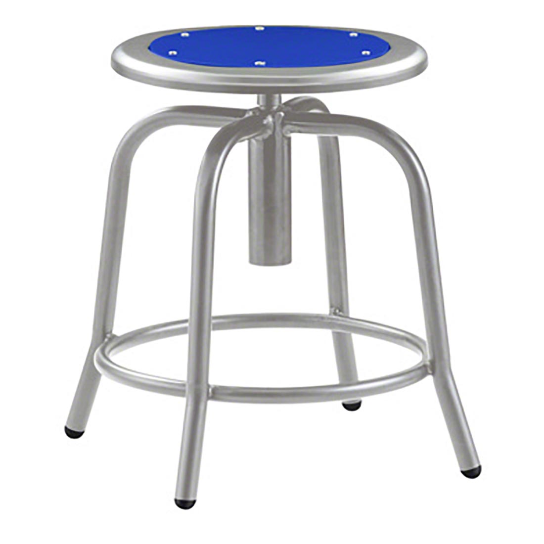 National Public Seating 18"-24" Height Adjustable Swivel Stool, Persian Blue Seat/Grey Frame