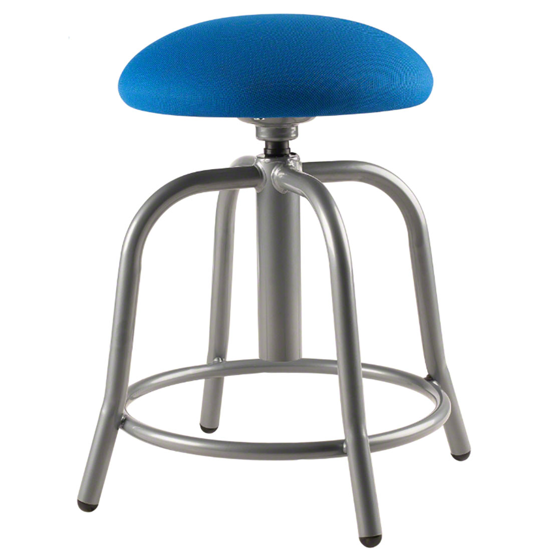 National Public Seating 18"-25" Height Adjustable Designer Swivel Stool, 3" Fabric Padded Cobalt Blue Seat/Grey Frame