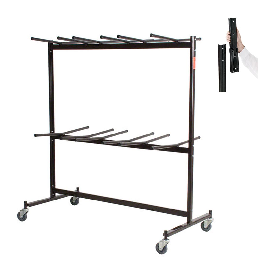 National Public Seating 84-EXT8 Double-Tier Hanging Chair Truck w/High Back Chair Extension Bar