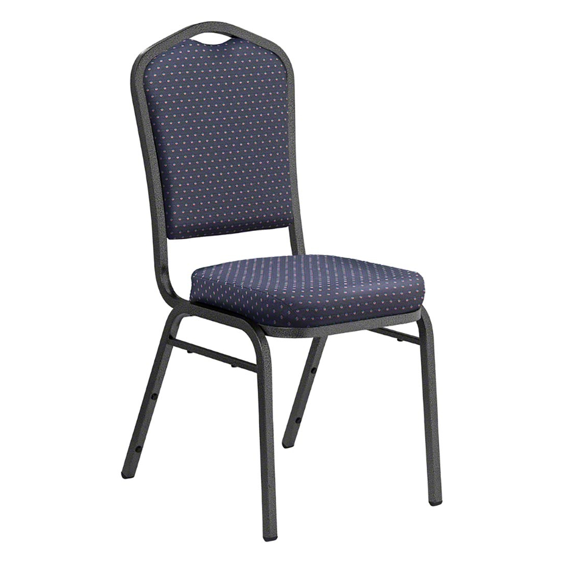 National Public Seating 9364-SV Premium Fabric Stack Chair, Diamond Navy/Silvervein