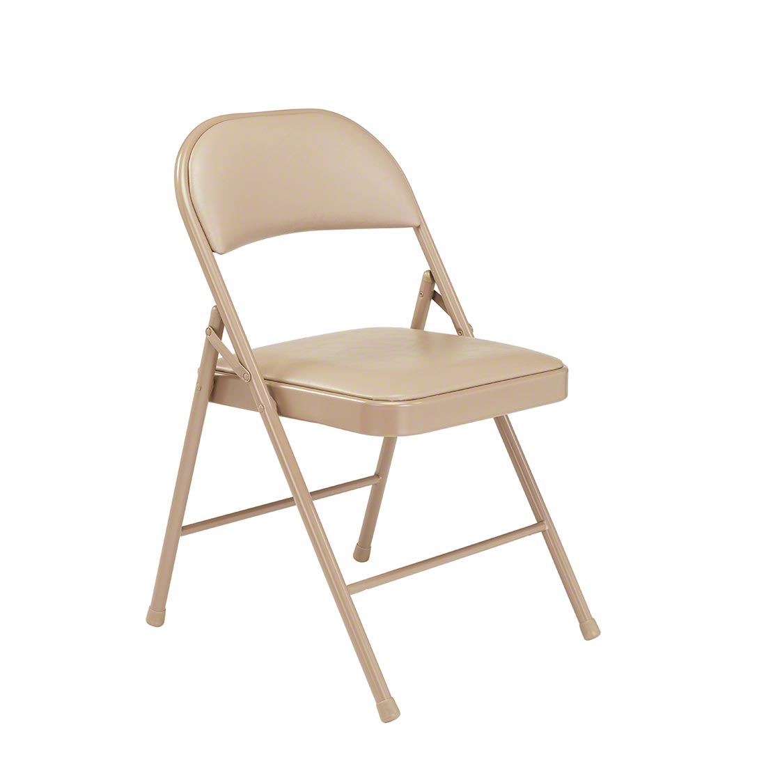 Basics by NPS 951 Vinyl Padded Steel Folding Chair, Beige (4-pack)