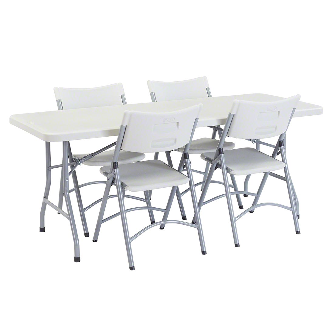 National Public Seating 30"x72" Folding Table & Chairs Package, Speckled Grey