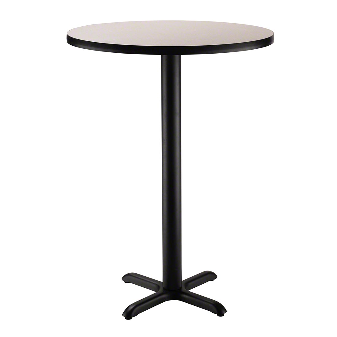 National Public Seating Café Table with X Base, 30" Round with HPL Top, 42" High (Particleboard Core/T-Mold)