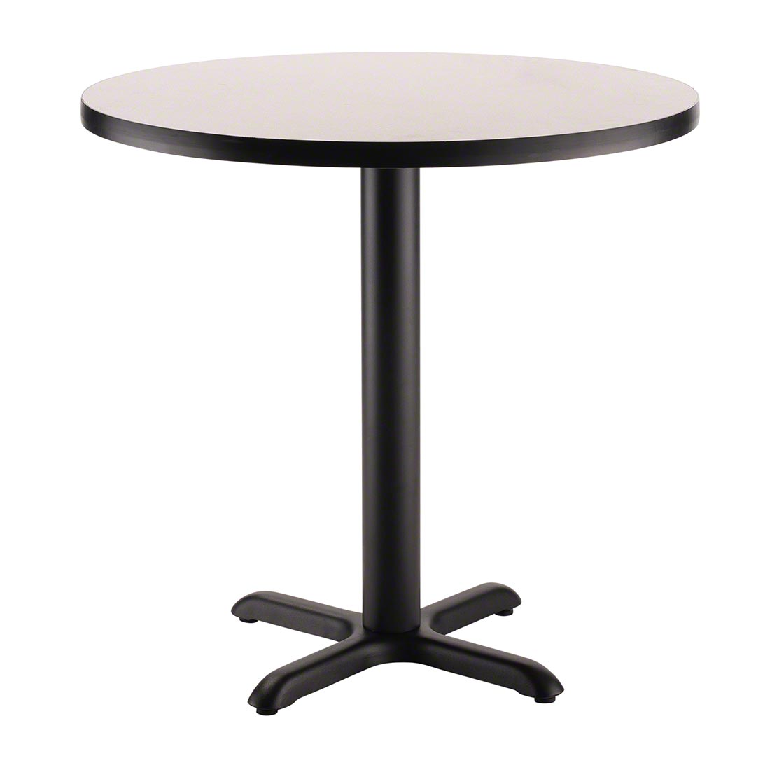 National Public Seating Café Table with X Base, 30" Round with HPL Top, 30" High (Particleboard Core/T-Mold)