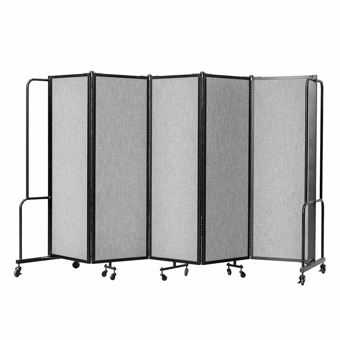 National Public Seating Portable Room Divider, 10' Wide, Grey Fabric NPS-RDB6-5PT02
