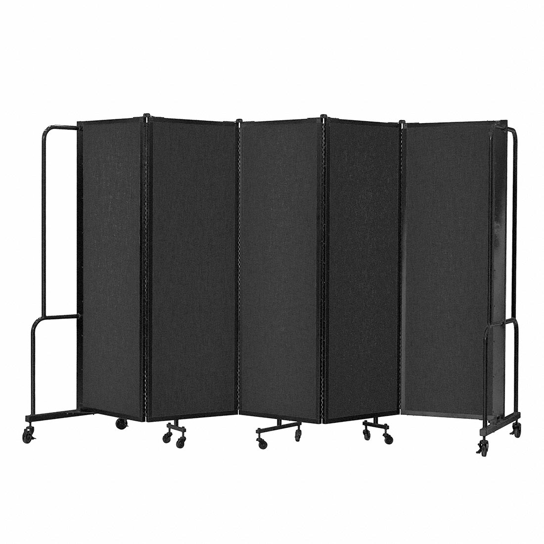 National Public Seating Portable Room Divider, 10' Wide, Black Fabric NPS-RDB6-5PT10