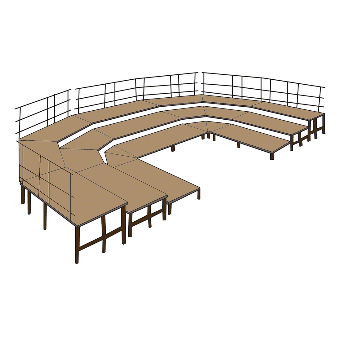 National Public Seating SCRC36HB 3-Level Seated Choral Riser Set, Hardboard (36" Deep Tiers)