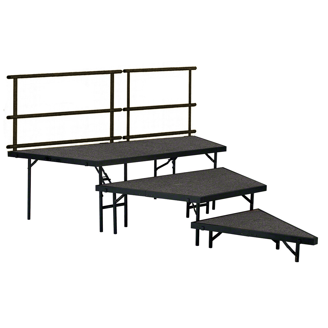 National Public Seating SPST483LC 3-Tier Seated Riser Stage Pie Section, Carpet (48" Deep Tiers)