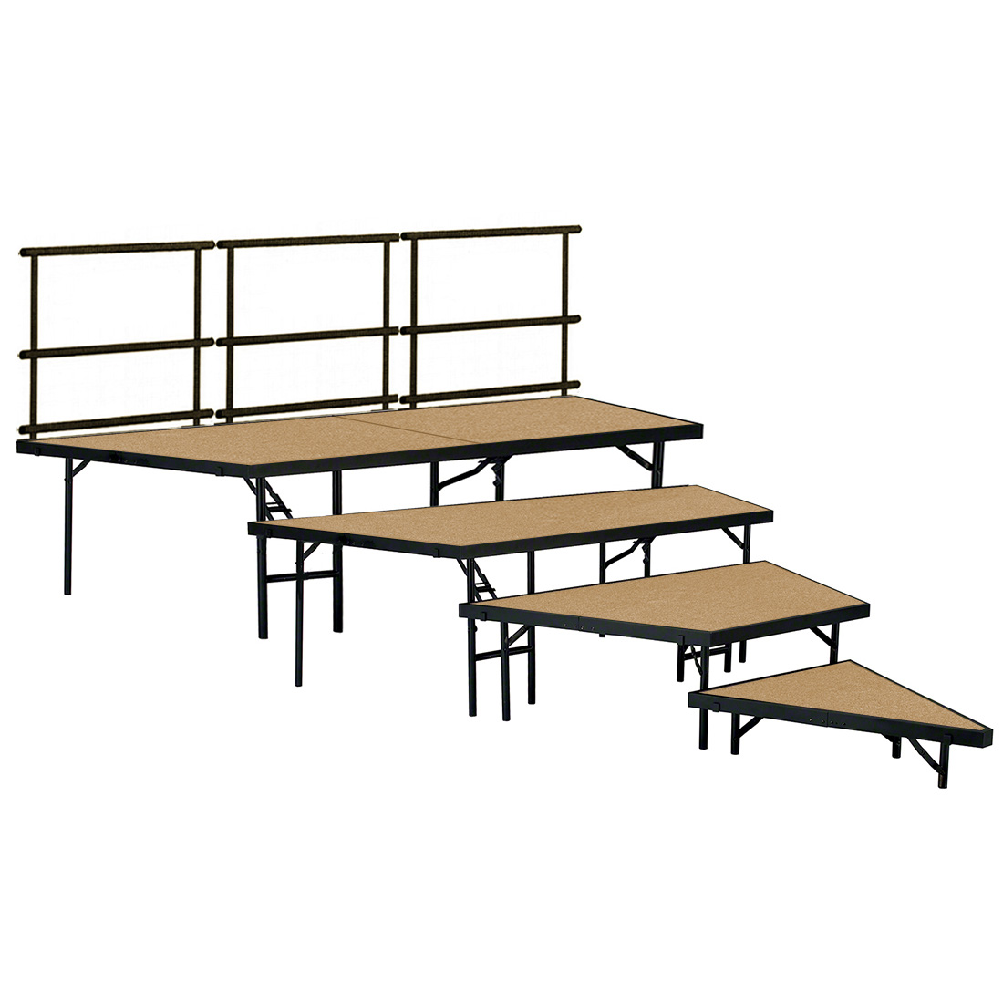 National Public Seating SPST364LHB 4-Tier Seated Riser Stage Pie Section, Hardboard (36" Deep Tiers)