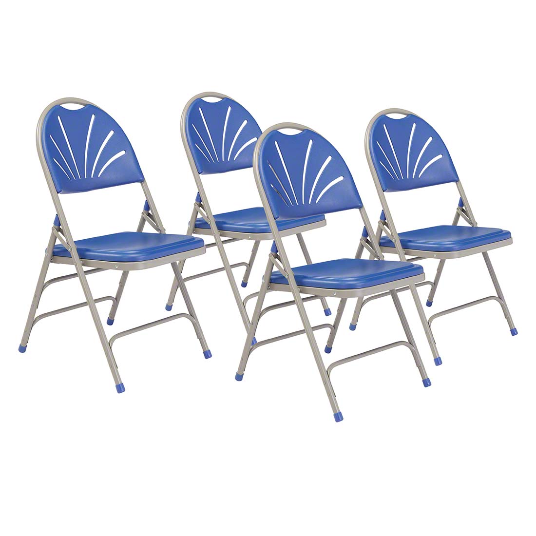 National Public Seating 1105 Deluxe Fan Back Folding Chair, Blue (4-pack)
