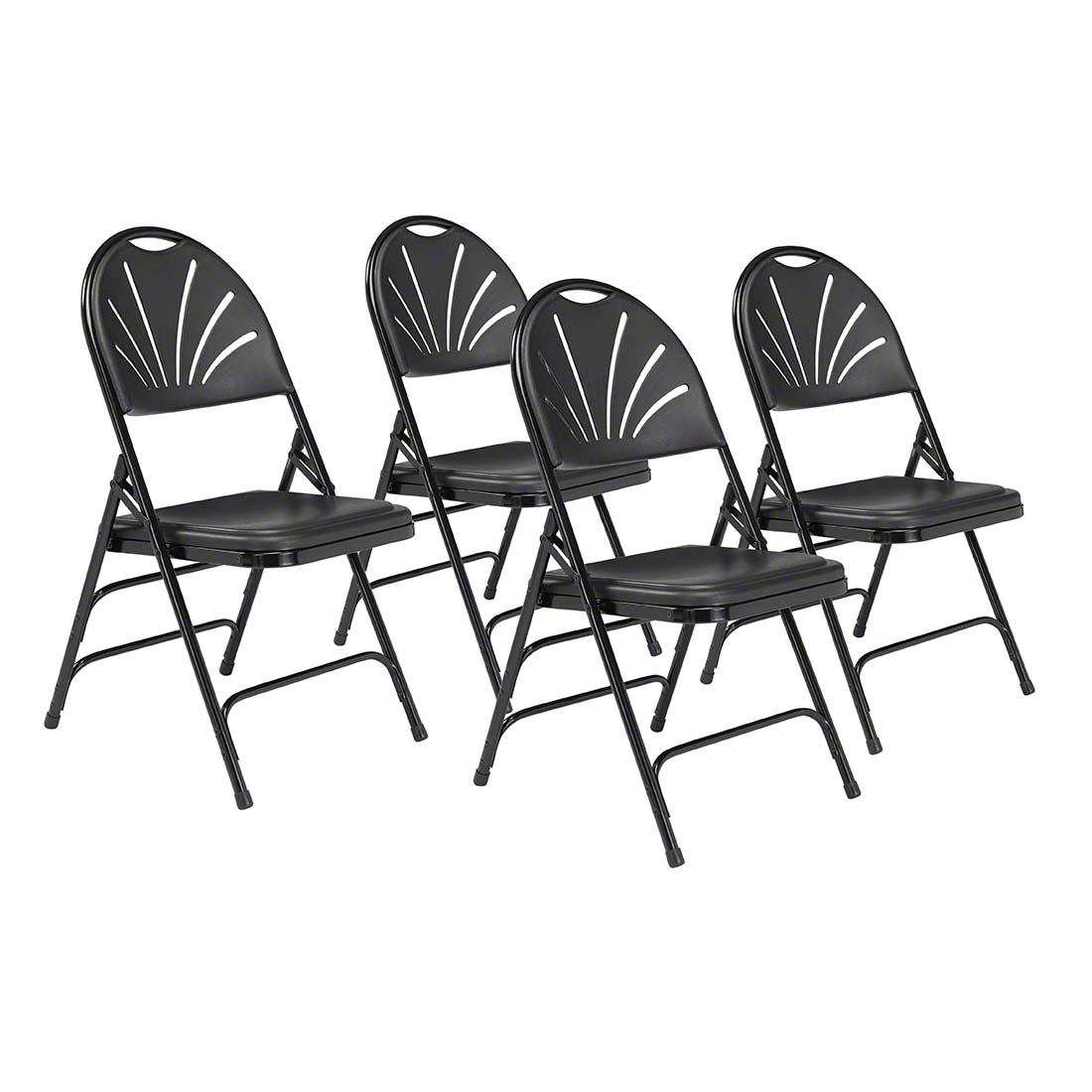 National Public Seating 1110 Deluxe Fan Back Folding Chair, Black (4-pack)