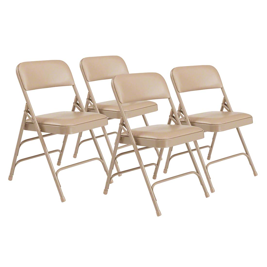 National Public Seating 1301 Premium Vinyl Upholstered Folding Chair, French Beige (4-pack)