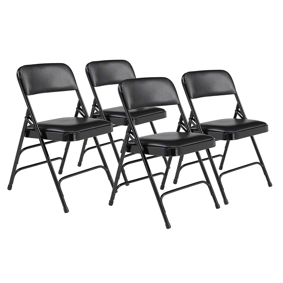 National Public Seating 1310 Vinyl Upholstered Premium Folding Chair, Caviar Black (4-pack)