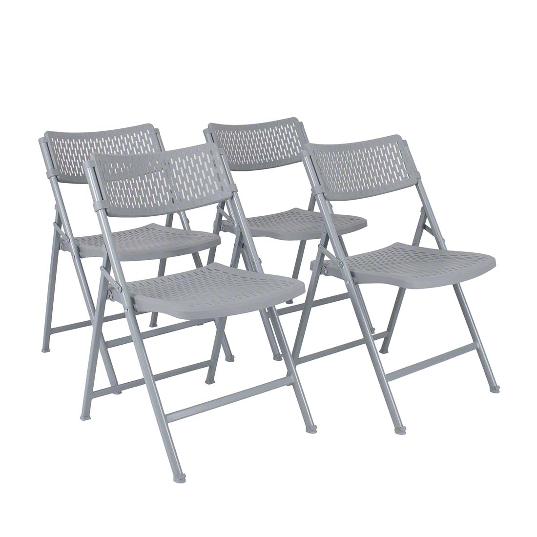 National Public Seating 1412 Airflex Premium Polypropylene Folding Chair, Platinum (4-pack)