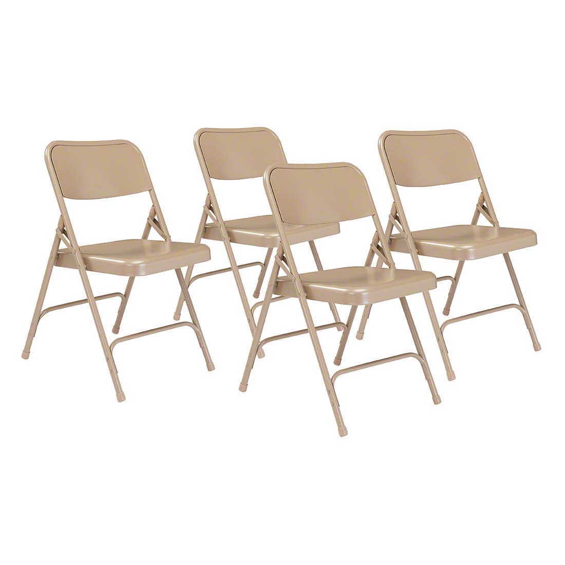 National Public Seating 201 Premium All-Steel Double-Hinge Folding Chair, Beige (4-pack)