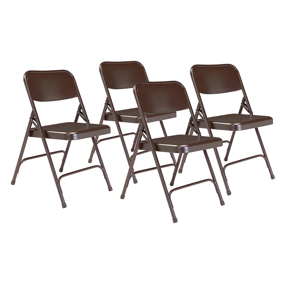 National Public Seating 203 Premium All-Steel Double-Hinge Folding Chair, Brown (4-pack)