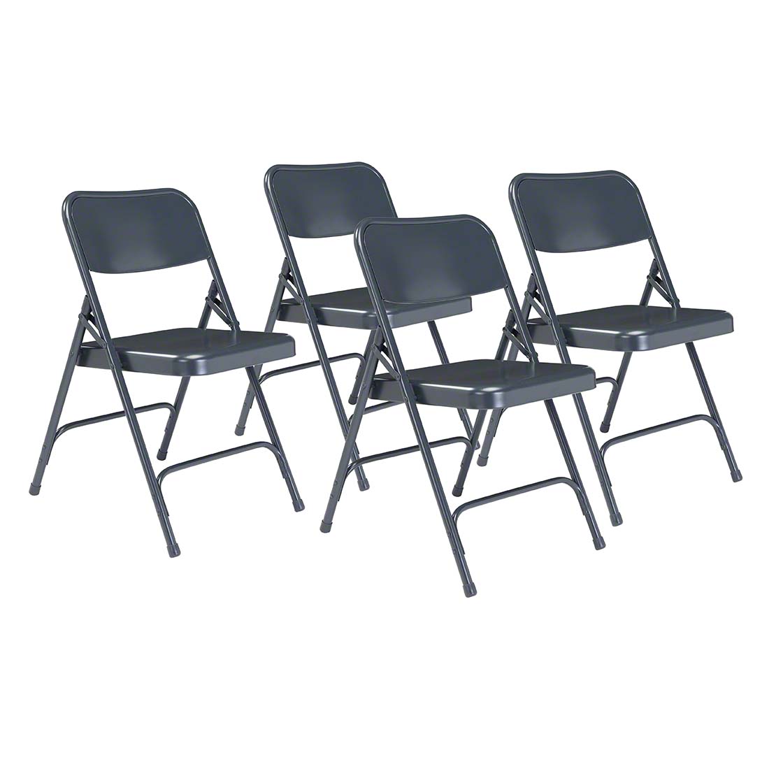 National Public Seating 204 Premium All-Steel Double-Hinge Folding Chair, Char-Blue (4-pack)