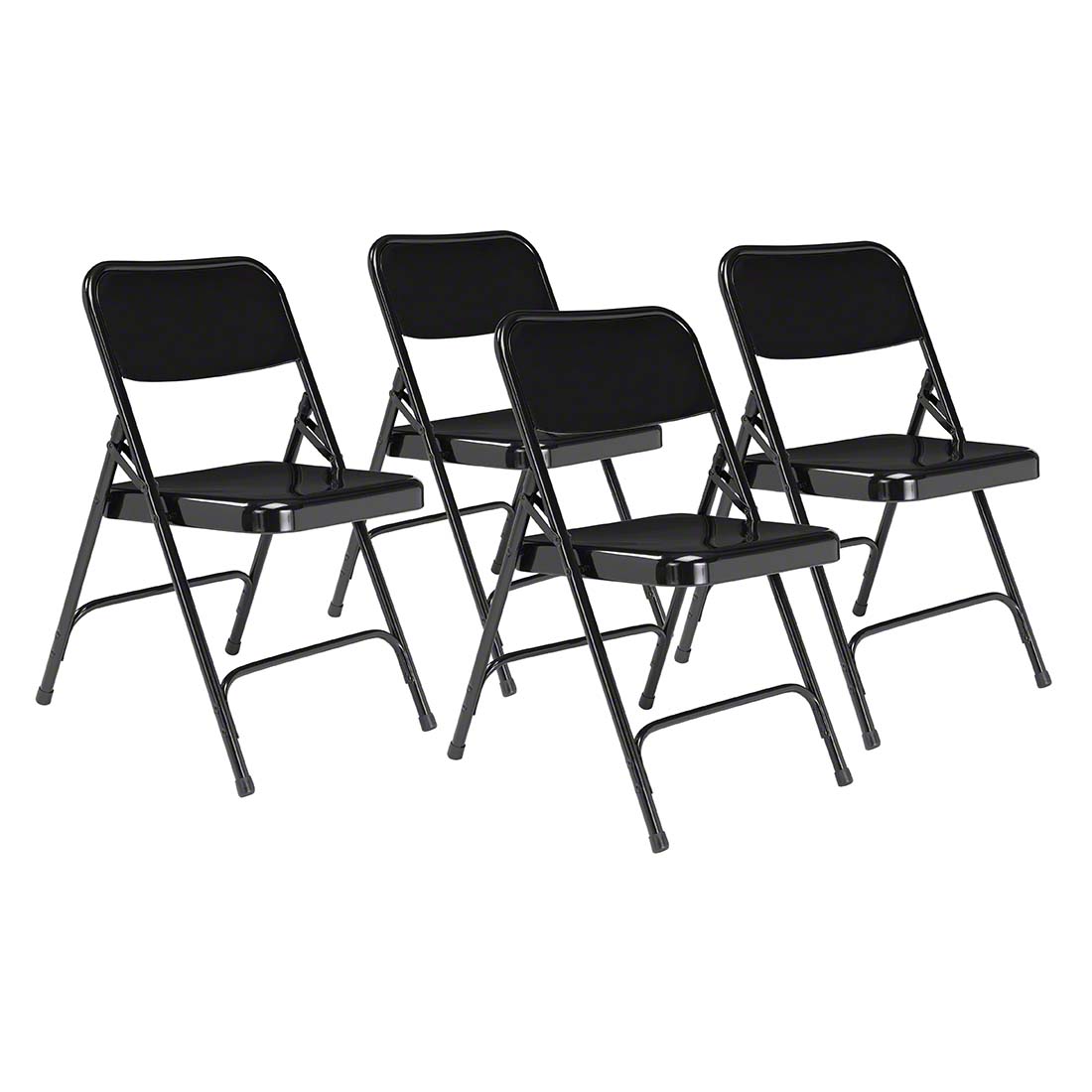 National Public Seating 210 Premium All-Steel Double-Hinge Folding Chair, Black (4-pack)