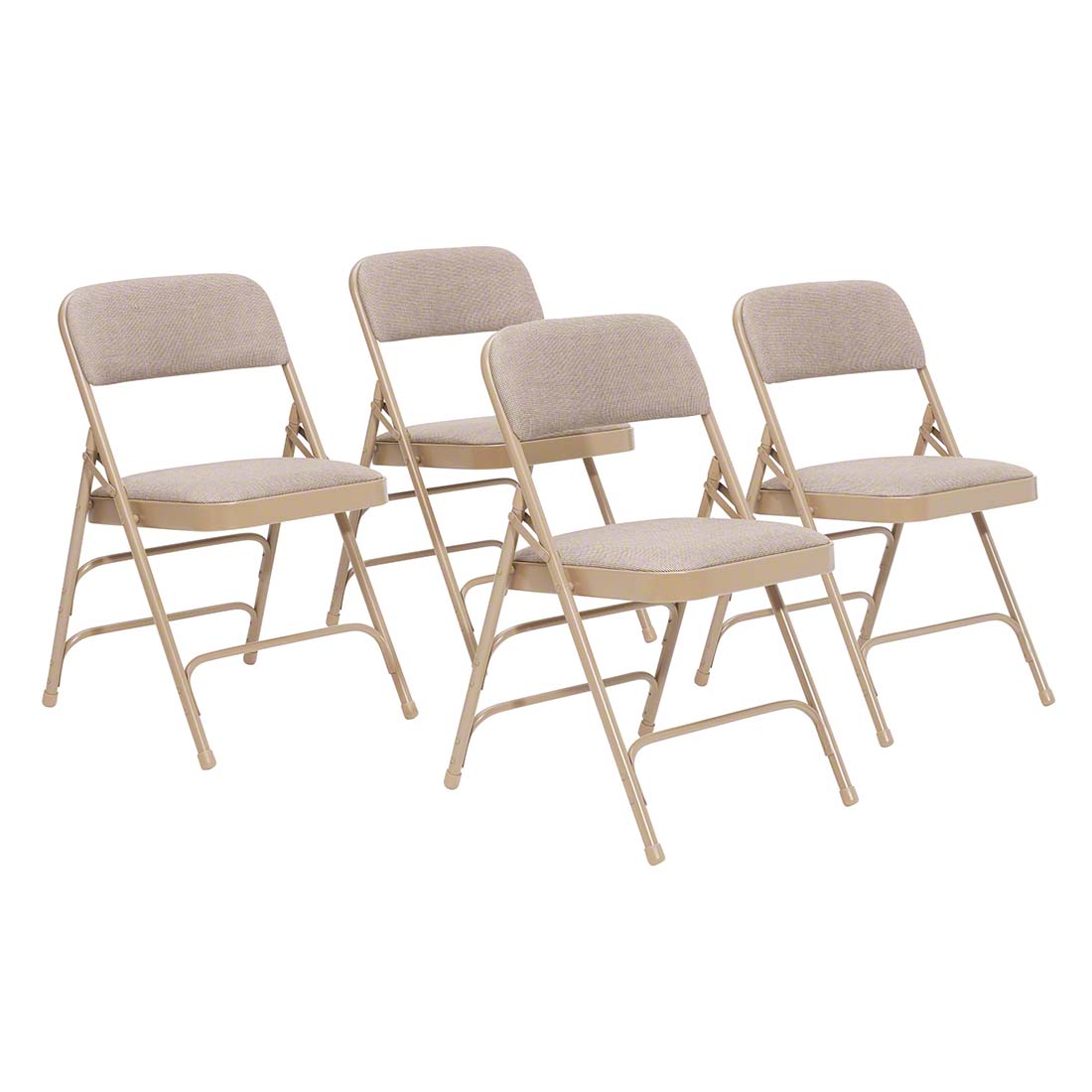 National Public Seating 2301 Fabric Premium Triple Brace Folding Chair, Cafe Beige (4-pack)