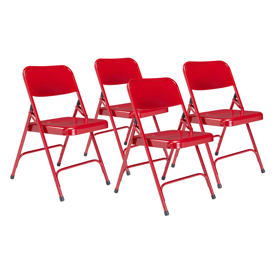 National Public Seating 240 Premium All-Steel Double-Hinge Folding Chair, Red (4-pack)