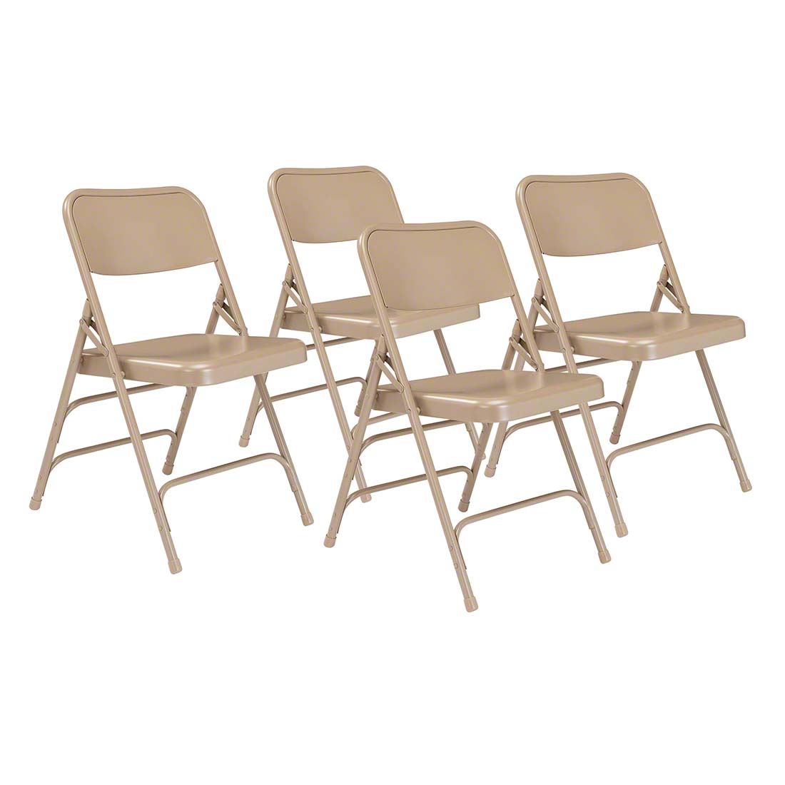 National Public Seating 301 Deluxe All-Steel Triple Brace Folding Chair, Beige (4-pack)